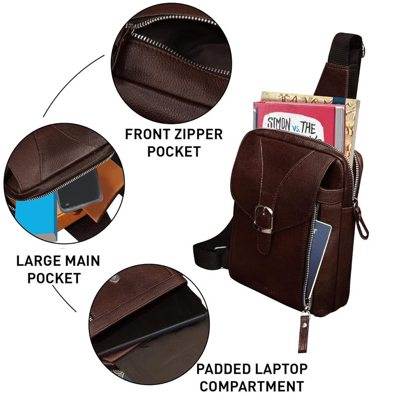ABYS Genuine Leather Cash Bag||Chest Bags||Body Bag||Passport Pouch||Neck Pouch||Hand Bag||Sling Bag||Shoulder Bags for Men & Women (Brown) - Image 3