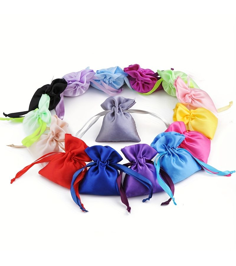 Navy Satin Drawstring Gift Bags 20pcs Dustproof Jewelry Candy Pouches Wedding Party Storage - Image 1