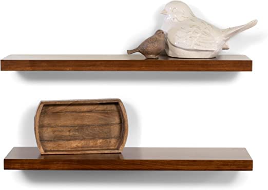 carpentray Solid Sheesham Wood Floating Shelves Premium Craft Quality Heavy Duty Set of 2 Golden Brown 17 L x 52 D - Image 1
