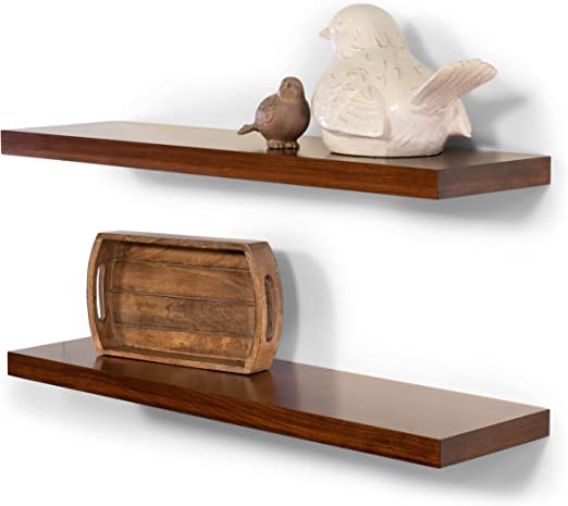carpentray Solid Sheesham Wood Floating Shelves Premium Craft Quality Heavy Duty Set of 2 Golden Brown 17 L x 52 D - Image 2