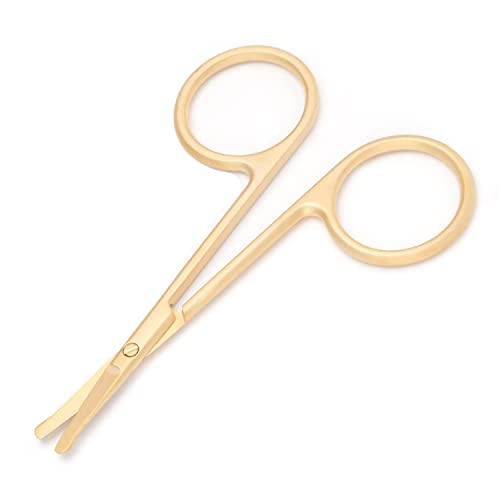 Yutoner Eyebrow and Nose Hair Safety Curved Scissors, 3.4 Inch Stainless Steel Professional Facial Hair Beard Eyelashes Eyebrow and Moustache Scissors Trimmer (Gold) - Image 3