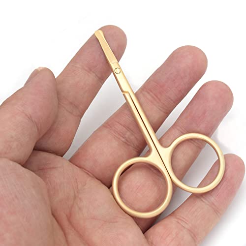 Yutoner Eyebrow and Nose Hair Safety Curved Scissors, 3.4 Inch Stainless Steel Professional Facial Hair Beard Eyelashes Eyebrow and Moustache Scissors Trimmer (Gold) - Image 4