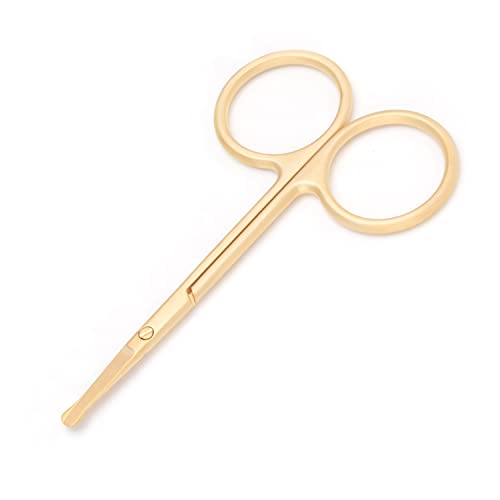 Yutoner Eyebrow and Nose Hair Safety Curved Scissors, 3.4 Inch Stainless Steel Professional Facial Hair Beard Eyelashes Eyebrow and Moustache Scissors Trimmer (Gold) - Image 2