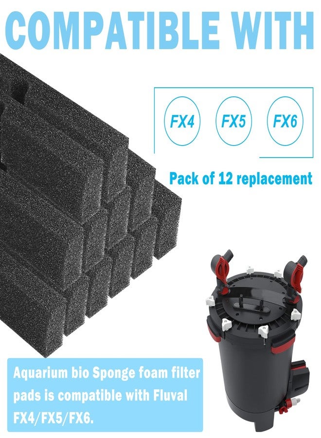 Podoy Fx4 Foam Filter Pads Replacement Compatible with Fluval FX5 FX6 Canister Filter, Aquarium Bio Sponge Foam Filter Pads (Black) - Image 2