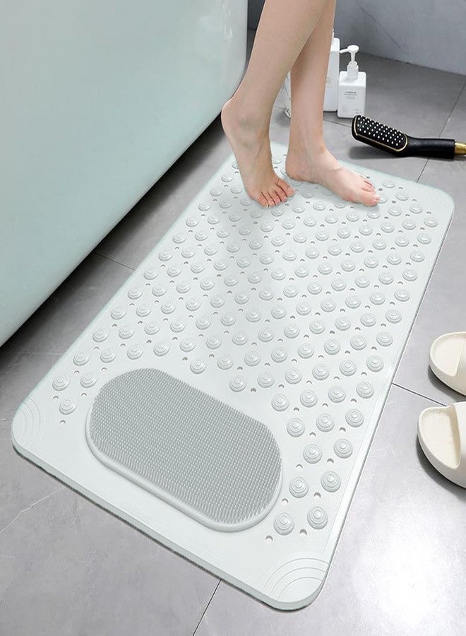 Home-Cloud Homecloud Anti Skid Mat for Bathroom Floor Shower mats for Bathroom Anti Slip with Foot Scrubber Bath mat Anti Slip with Suction Cups & Drain Holes (69x35 Cm) (White) - Image 1