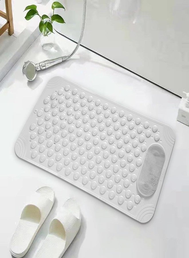 Home-Cloud Homecloud Anti Skid Mat for Bathroom Floor Shower mats for Bathroom Anti Slip with Foot Scrubber Bath mat Anti Slip with Suction Cups & Drain Holes (69x35 Cm) (White) - Image 4