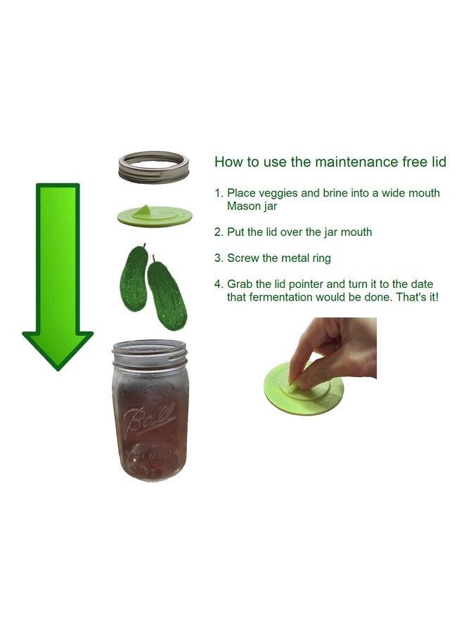 PremiumPresents 7pack Maintenance airlock waterless fermentation lids for wide mouth mason jars. Make Sauerkraut, Kimchi, Pickles, any fermented vegetable probiotic foods. BPA, mold free, dishwasher safe. - Image 2