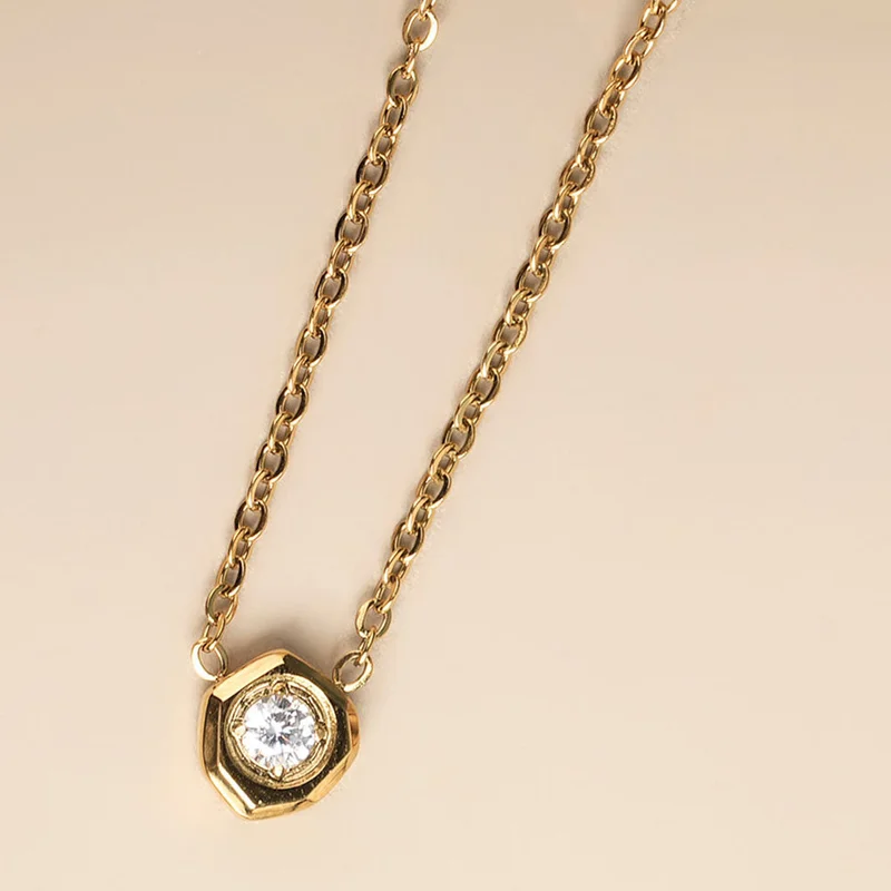بالموناس PALMONAS CZ White Gemstone Pendant Necklace for Women | 18K Gold Plated, Waterproof & Anti-Tarnish
