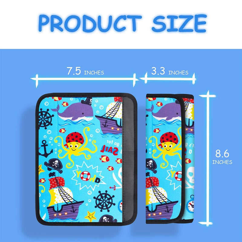 YR Seat Belt Cover for Kids, Soft Comfort Seat Belt Cushion for Children, Cute Cartoon Pattern Car Seat Belt Pads Cover for Girls and Boys, 1 Pack, Pirate - Image 4