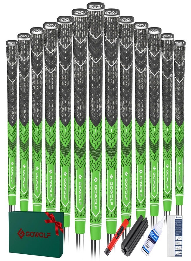 Gowolf Golf Grip Cord Rubber Multi-compound Golf Driver Irons Club Choose 13 Grips with 15pcs Tapes Or Full Kit choose one (Green（13 grips with kit), Midsize) - Image 1