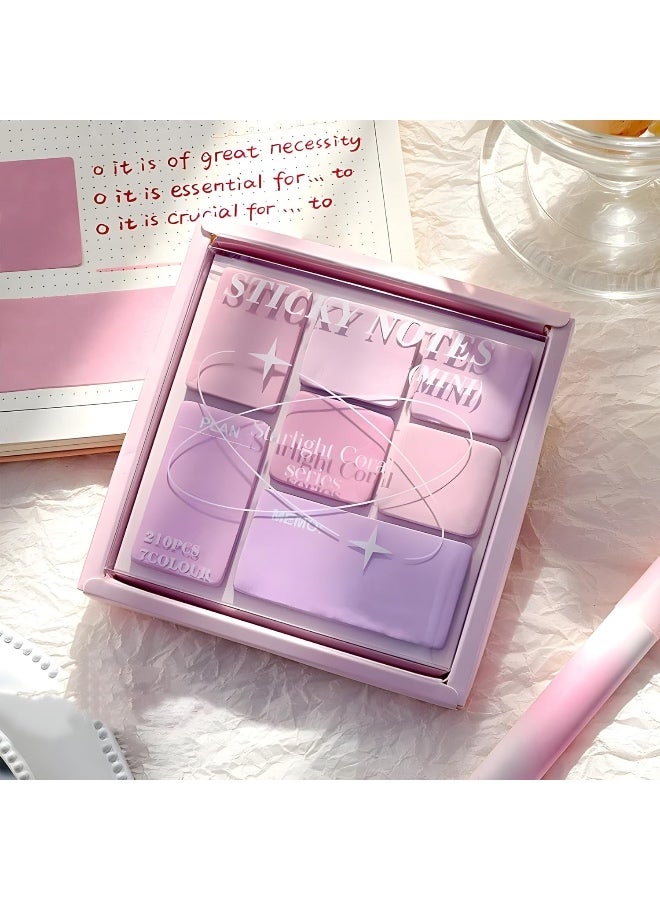 Colorful Sticky Notes, 210 Sheets Sticky Notes, Sticky Pad for Study, Point It Marker Stationery Items, Self-Adhesive Memo Pad, Planners and Memo Sticker (Assorted, Pack of 1) - Image 1