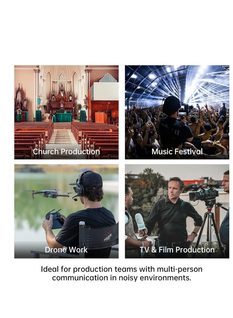 Hollyland Solidcom C1 Pro Wireless Intercom System with HUB ENC Noise Cancellation Full Duplex for 9 Users 350 m Team Communication PTT Mute A/B Group Cloud Meeting for Church Drone Film Production