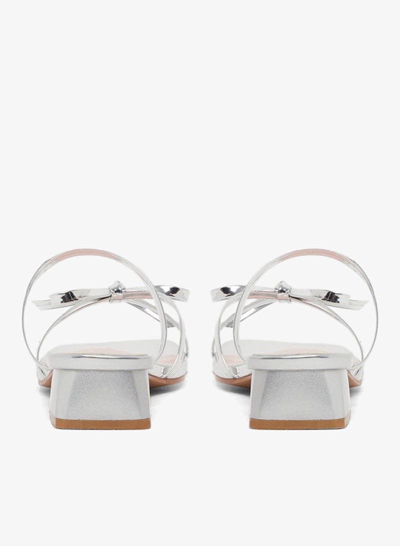 ستايلي صنادل بكعب عريض مزينة بفيونكة معدنية وأشرطة - Image 4