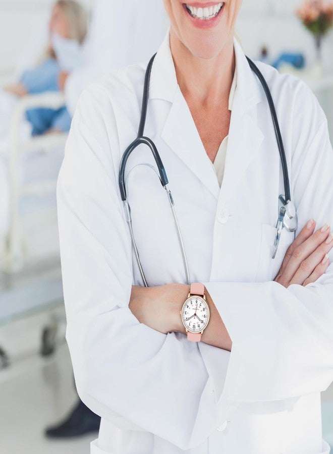 ساعة TWOPTION النسائية للممرضات، ساعة سيليكون تناظرية مقاومة للماء مع عقرب ثوانٍ، لون ذهبي وردي - Image 5
