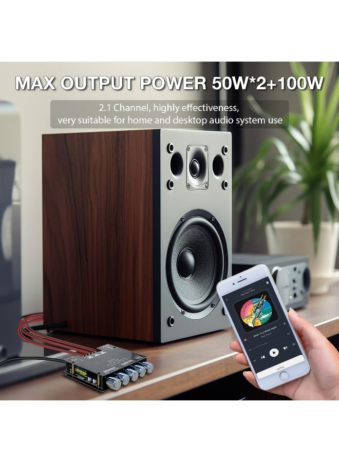 2.1 Channel Bluetooth Audio Power Amplifier Board 50W×2+100W with Treble and Bass Control for DIY Bluetooth Speaker Home Theater - Image 4