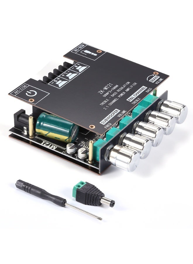 2.1 Channel Bluetooth Audio Power Amplifier Board 50W×2+100W with Treble and Bass Control for DIY Bluetooth Speaker Home Theater - Image 1