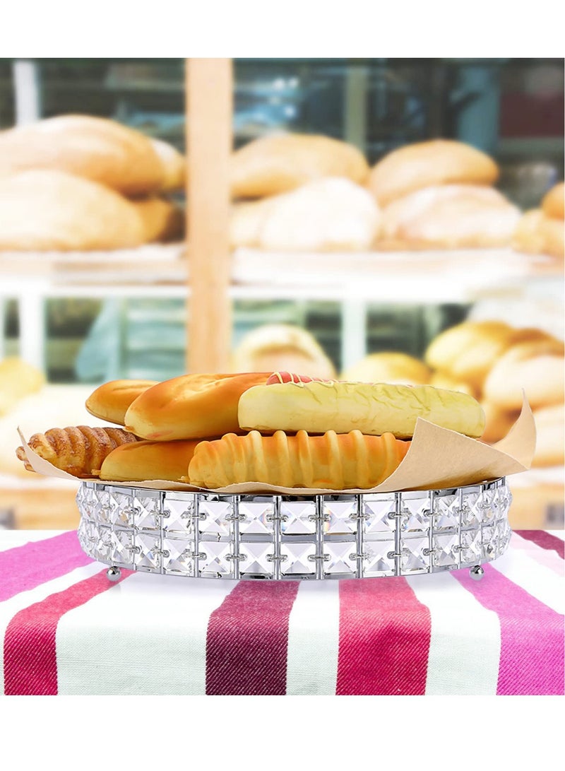 Excefore Tall Silver Cake Stand, 12 inch Silver Round Cake Stand, Cookies Fruit Serving Tray Display Tray with Crystal Beads Decor, for Wedding Birthday Party Supplies Centerpiece - Image 2