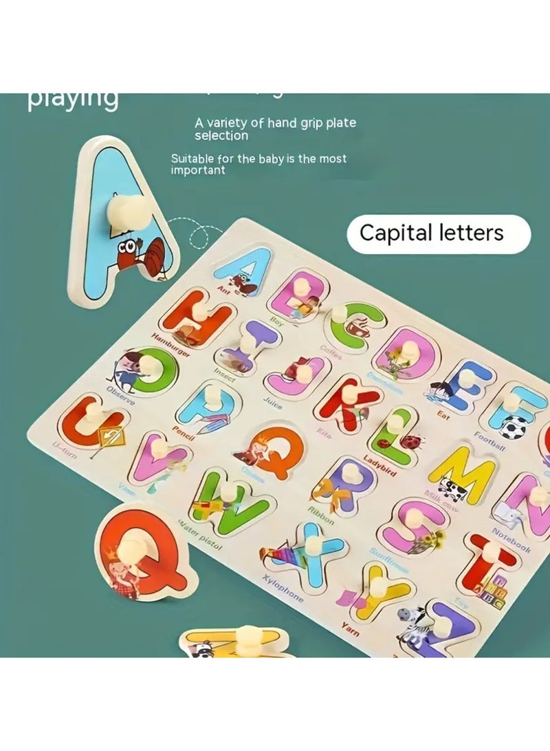 أحجية الحروف الأبجدية الخشبية من الألف إلى الياء مكونة من 28 قطعة من الحروف الإنجليزية ABC لتعلم اللغة للأطفال... - Image 4