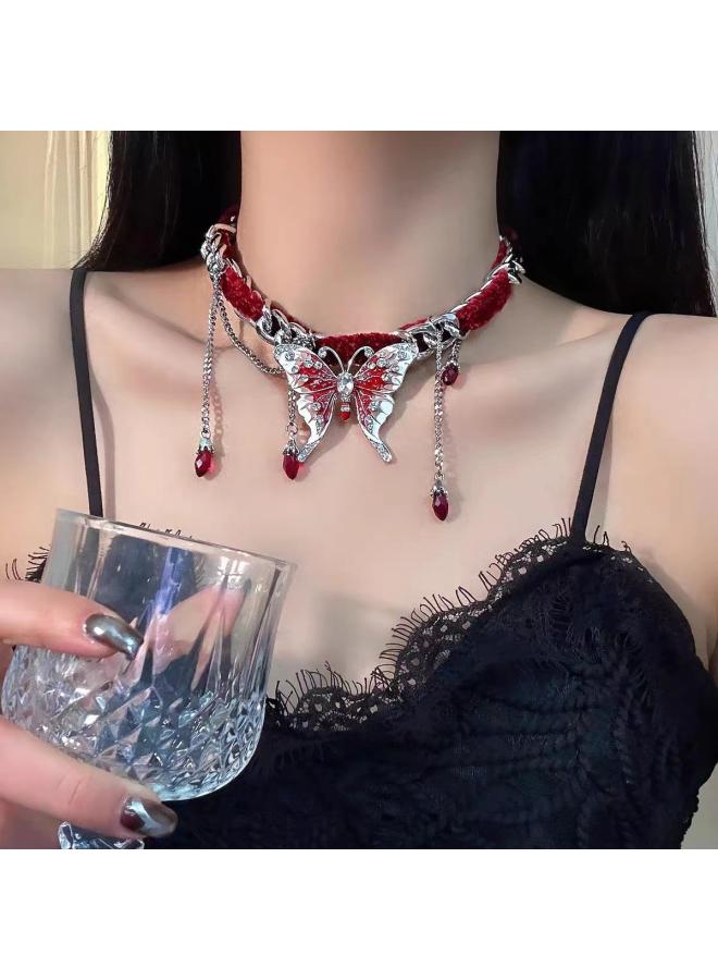 Sweet Cool Wind ~ Leather Rope Short Collar Female Niche Choker Neck Chain European And American Wind High Sense Necklace