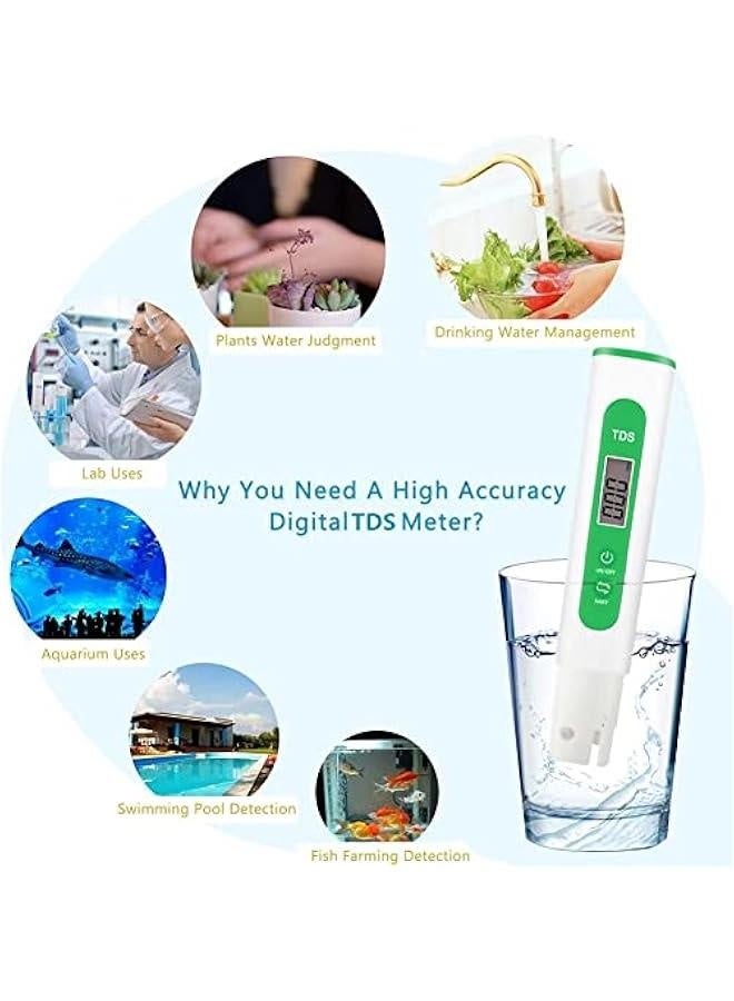 TDS Meter Digital Water Quality Tester for RO-RODI System Drinking Water,Aquariums, Hydroponics,0-9990 ppm Measuring Range,1 ppm Increments,2% Readout Accuracy（Green） - Image 5