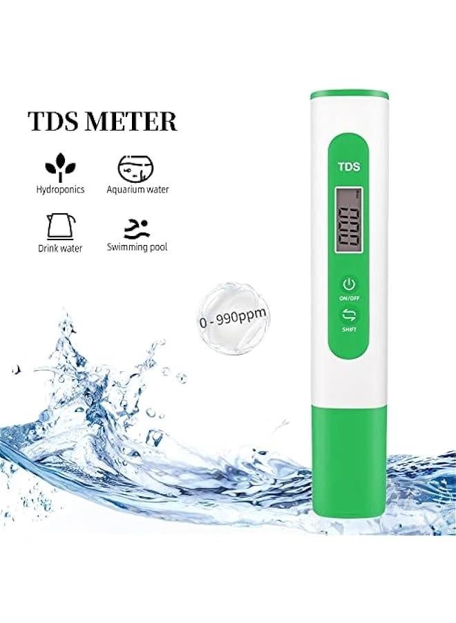 TDS Meter Digital Water Quality Tester for RO-RODI System Drinking Water,Aquariums, Hydroponics,0-9990 ppm Measuring Range,1 ppm Increments,2% Readout Accuracy（Green） - Image 2
