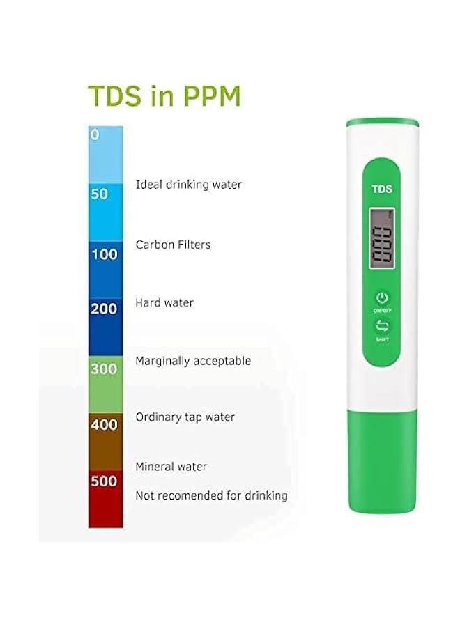 TDS Meter Digital Water Quality Tester for RO-RODI System Drinking Water,Aquariums, Hydroponics,0-9990 ppm Measuring Range,1 ppm Increments,2% Readout Accuracy（Green） - Image 4