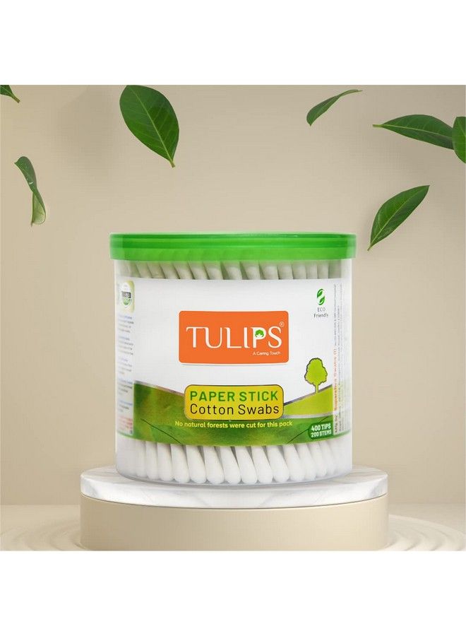 Tulips Cotton Ear Buds/Swabs (Pack Of 2) With White Paper Sticks (200/400 Tips) In A Jar - Image 3
