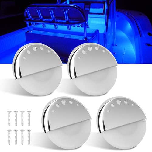 RVZONE Boat Courtesy Lights Waterproof Boat Interior Lighting Deck Lighting Night Fishing Lights Marine Center Console Cockpit Transom -Lights for Pontoon Runaboat Jon Wake Fishing Bass(Blue) - Image 1