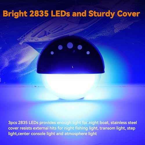 RVZONE Boat Courtesy Lights Waterproof Boat Interior Lighting Deck Lighting Night Fishing Lights Marine Center Console Cockpit Transom -Lights for Pontoon Runaboat Jon Wake Fishing Bass(Blue) - Image 2