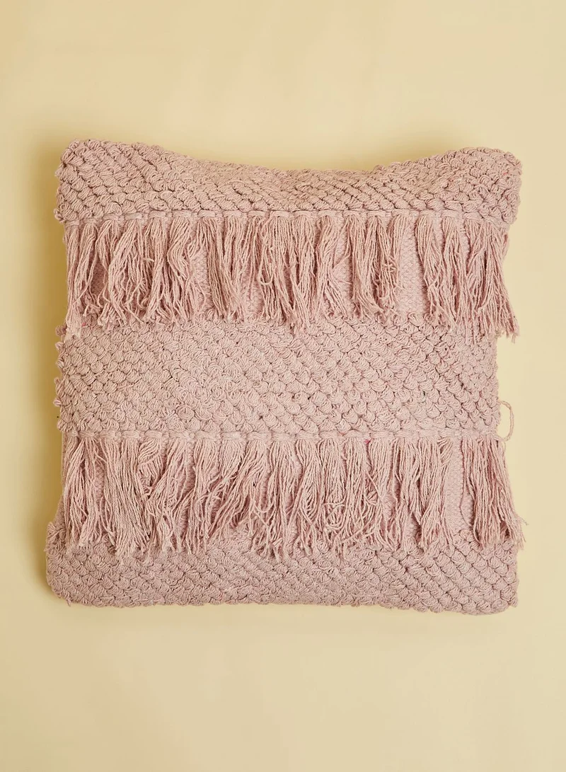Noire Edit Pink Tassel Sequin Cushion - 16"X16"