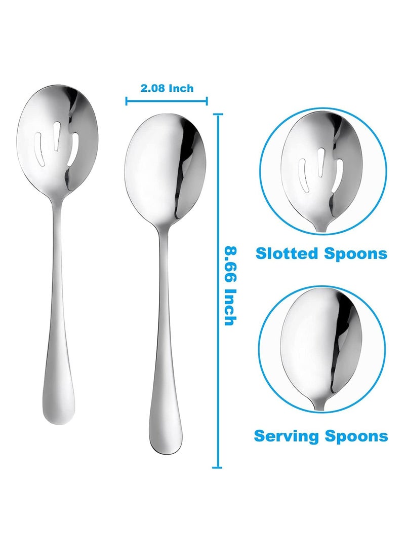 6-Piece Serving Spoon Set, 8.7-Inch Metal Utensils, 3 Slotted and 3 Solid Spoons, Ideal for Buffets and Banquets, Perfect Cutlery Set for Home and Kitchen Use - Image 3