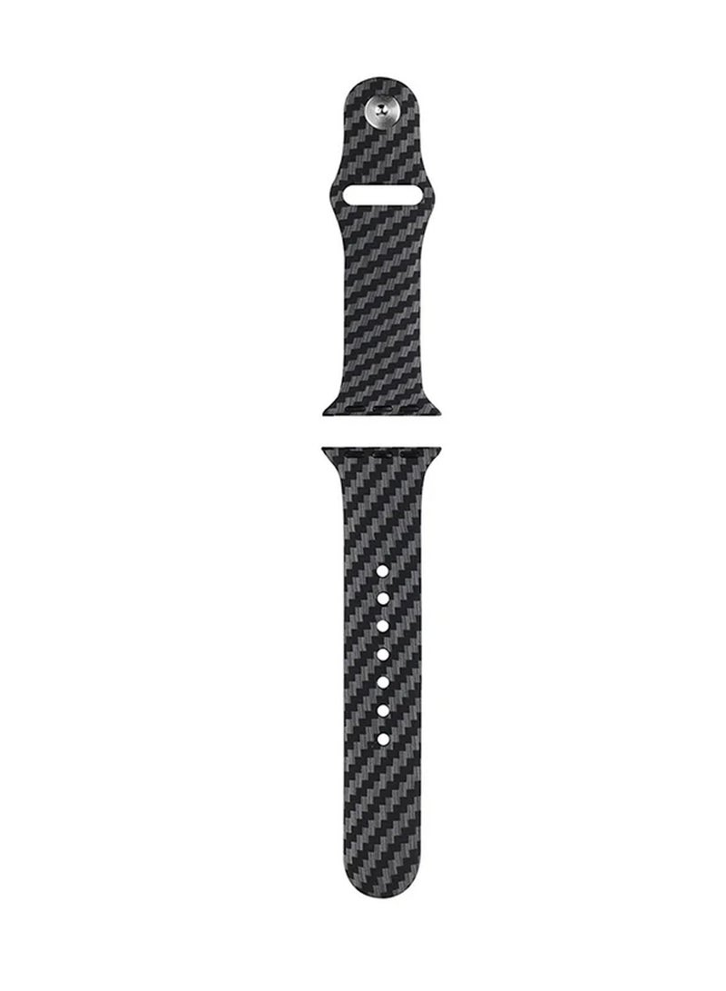 iSNUP Matte Silicone Carbon Fiber Design Watch Band for Apple Watch 42mm 44mm 45mm 49mm Compatible with - Series Ultra 2, 1, and Series 9, 8,7,6,5,4,SE,3,2,1 – Black - Image 3