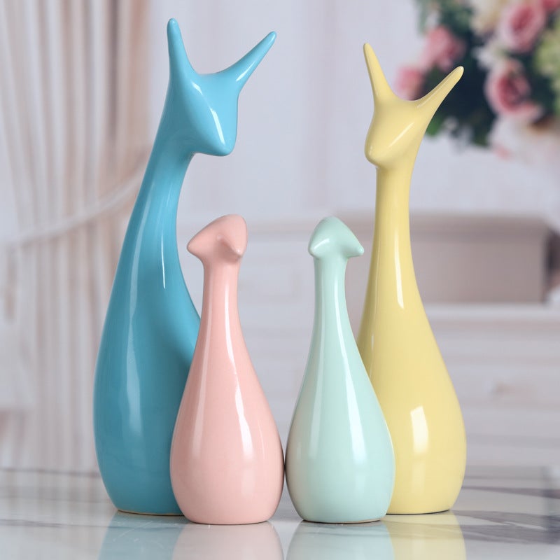 Honghe Living Room Decorations, Home Sideboard, Wine Cabinet Decorations, Ceramic Crafts, Small Gifts, Blue And White Porcelain Deer Ornaments - Image 3