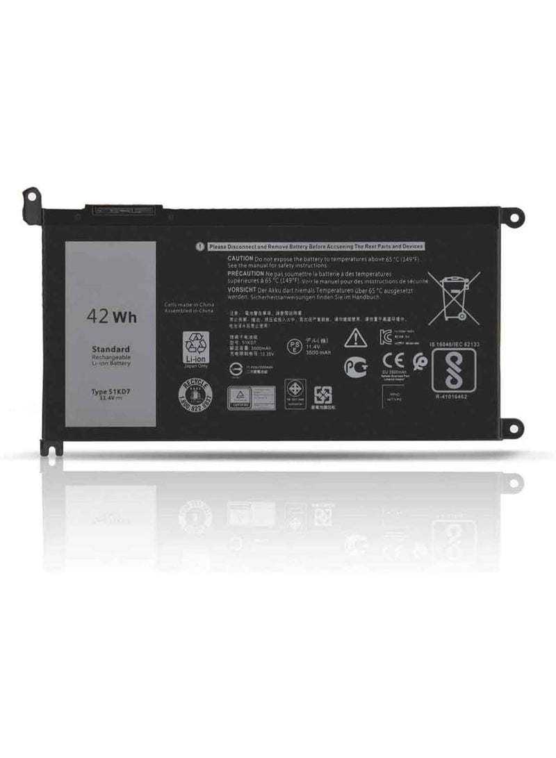 بطارية كمبيوتر محمول 51KD7 P28T001 Y07HK FY8XM 0FY8XM متوافقة مع سلسلة Dell Chromebook 11 3100 3180 3189 5190 3181 2 في 1 (11.4 فولت 42 واط ساعة)
