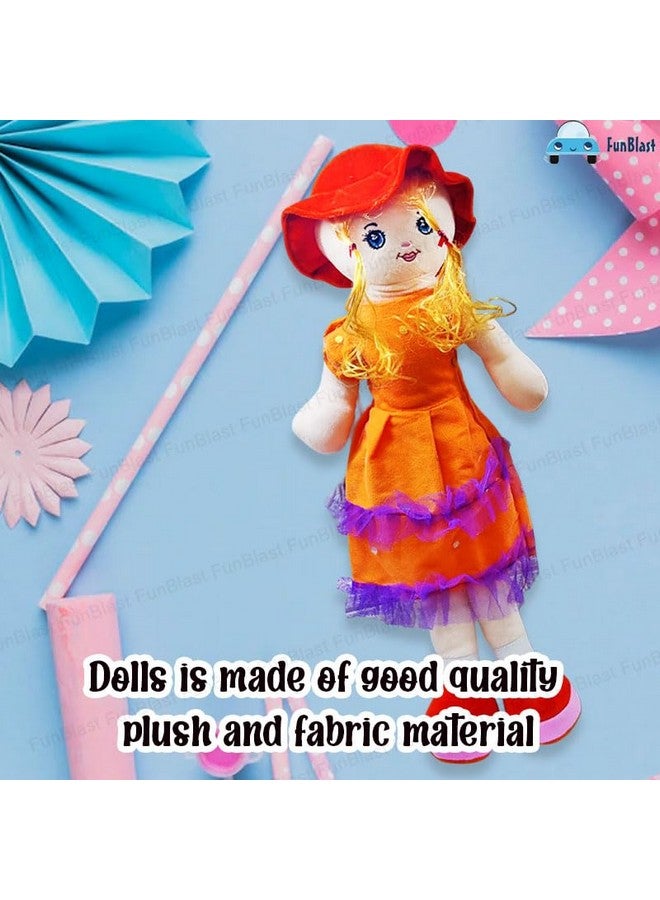فنبلاست دمى فن بلاست للبنات - دمى ناعمة للبنات، دمية للأطفال، دمية لطفلة، ألعاب ناعمة للبنات، ألعاب قطيفة للبنات، ألعاب محشوة، هدايا إرجاع للأطفال - صنع في الهند 50 سم (برتقالي) - Image 3