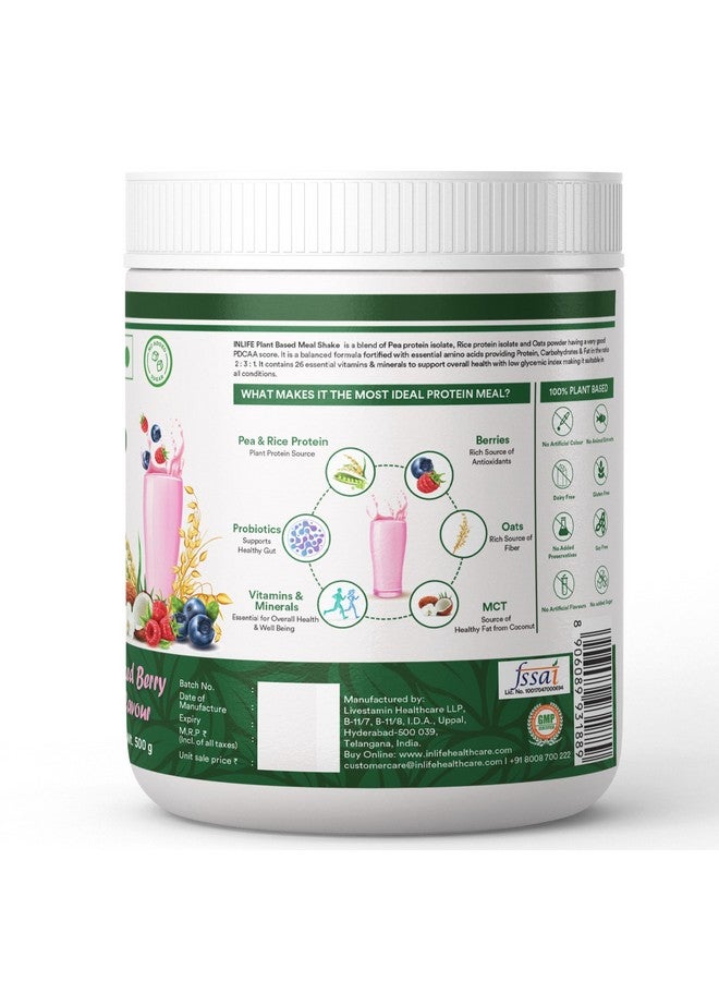 Inlife مشروب استبدال الوجبات النباتي من INLIFE | مسحوق بروتين نباتي (17.5 بروتين) خالي من السكر، خالي من اللاكتوز | مع بروبيوتيك مضاف، 500 جرام (توت مختلط) - Image 4