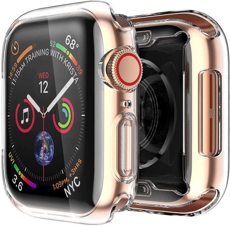 Smiling [2 Pack] Case Compatible with Apple Watch Series 6/ SE/Series 5/ Series 4 with Built in Screen Protector 44mm,Overall Protective TPU Clear Case - Image 1
