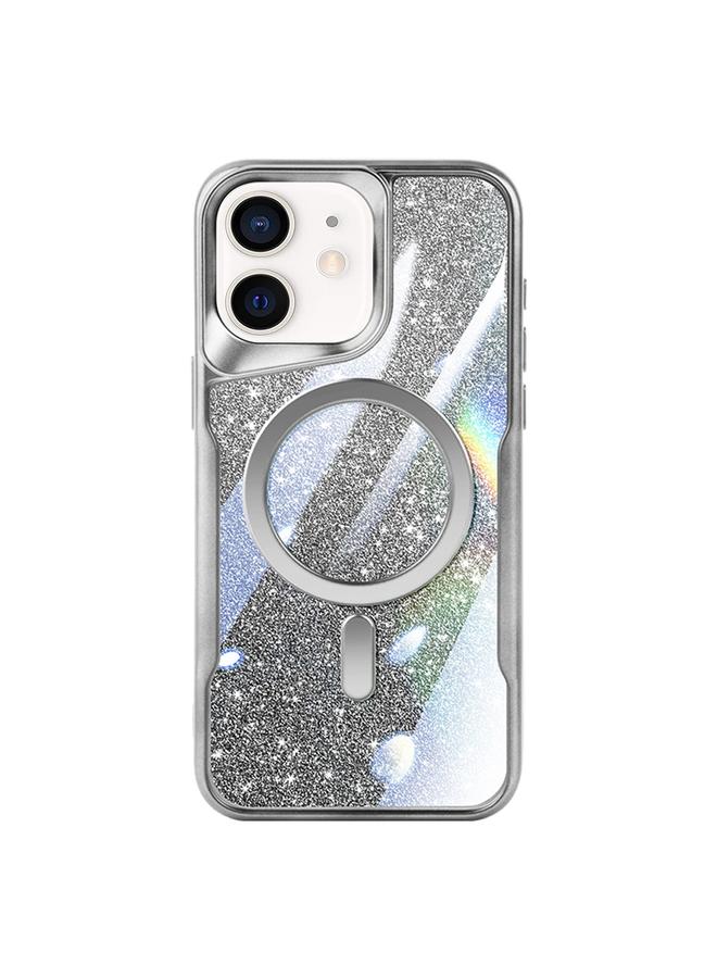 زبون جراب هاتف الكمبيوتر Blade MagSafe المغناطيسي اللامع المتدرج لهاتف iPhone 12 (فضي أبيض)