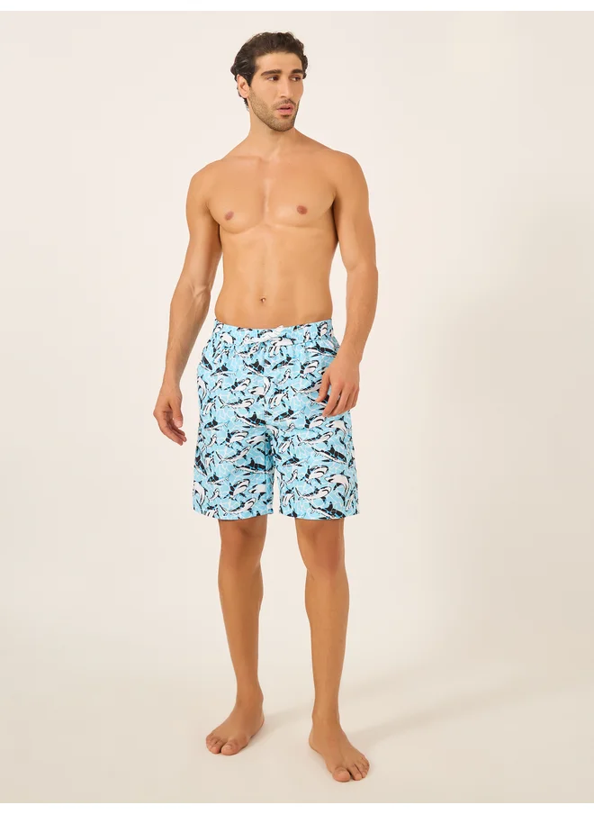 Styli Styli All Over Print Swim Shorts with Drawstring Waist