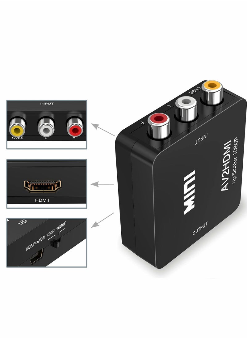 Excefore - محول RCA إلى HDMI، محول AV إلى HDMI، محول صوت فيديو CVBS مركب صغير 1080P يدعم PAL/NTSC - Image 1