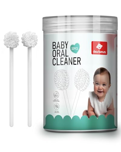dearlomum Upgraded 32PCS Baby Tongue Cleaner, Disposable Newborn Toothbrush & Oral Cleaning Stick, Gauze Gum Cleaner for Infant Dental Care, 0–36 Months Baby Mouth Wipes - Image 1