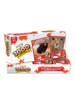 Jodo - Wild Animal In The Jungle (Lion & Sloth Bear)- Set Of 2 Jigsaw Puzzles For Kids For Age 4 Years Old And Above - Educational And Fun - 64 & 16 Pieces 2 In 1 Combo Puzzle - Made In India - Perfect Puzzle For Little Hands - Multicolor