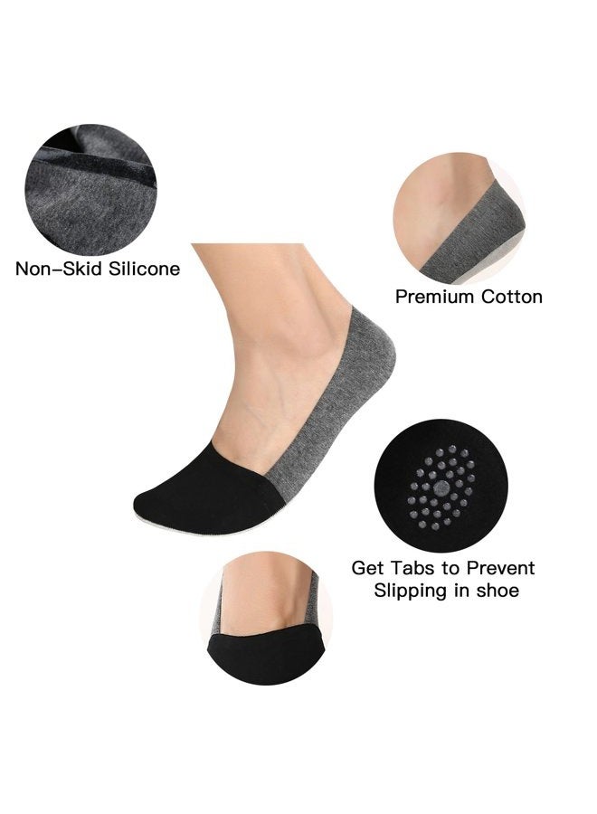 JOULLI Casual No Show Liners Socks For Men 6 pack Non Slip Boat Socks,Black Gray,light Gray,Small - Image 3