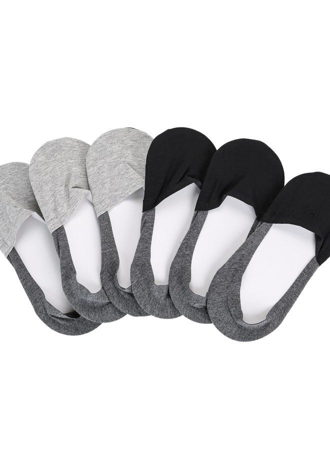 JOULLI Casual No Show Liners Socks For Men 6 pack Non Slip Boat Socks,Black Gray,light Gray,Small - Image 5