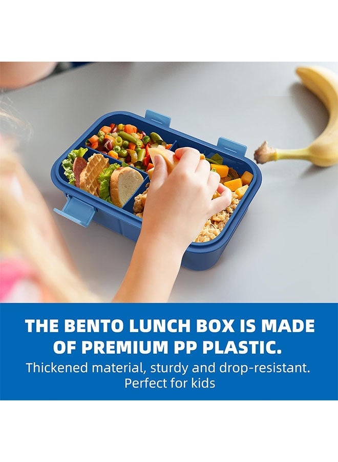 MLADEN Kids Bento Lunch Box, Lunch Containers for School with 4 Compartments, Food Storage Box, Leakproof Lunch Container for Adults Kids Men Women Teens 1500ML (Blue)  - Image 3