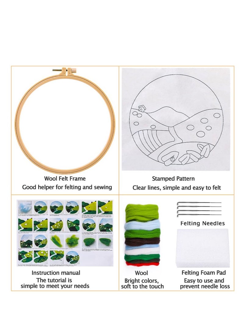 Embroidery Kits, Needle Felt Starter Set for Beginners, Wool Needle Felt Set with Embroidery Hoop Color Threads Felt - Image 5