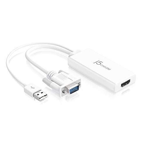 j5create HDMI to VGA Adapter 4K 1080p 60 Hz 162 Gbps and 27 Gbps Compatible with Apple iMac or MacBook PC HDTV Projectors and More - Image 1