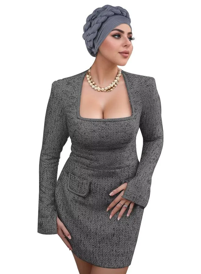 Take Two Grey Braided Turban Headwrap