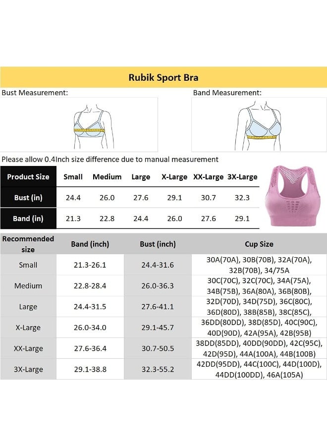 Rubik حمالة صدر رياضية للنساء، بدون seams، عالية التأثير، تصميم Racerback، مقاومة للصدمات، سريعة الجفاف، مزودة بوسادات لحمالة صدر رياضية لليوغا، صالة الألعاب الرياضية، التدريب، الجري، التمارين الرياضية، اللياقة البدنية (رمادي، كبير جداً) - Image 3