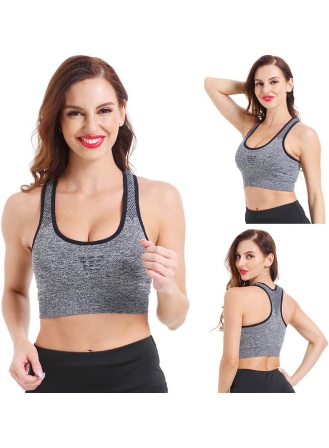 Rubik حمالة صدر رياضية للنساء، بدون seams، عالية التأثير، تصميم Racerback، مقاومة للصدمات، سريعة الجفاف، مزودة بوسادات لحمالة صدر رياضية لليوغا، صالة الألعاب الرياضية، التدريب، الجري، التمارين الرياضية، اللياقة البدنية (رمادي، كبير جداً) - Image 1
